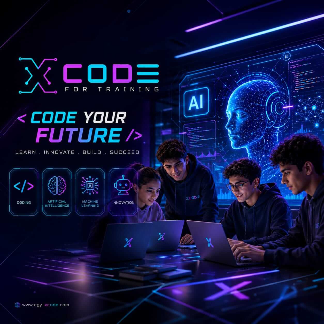 طلاب يتعلمون البرمجة والذكاء الاصطناعي في Xcode